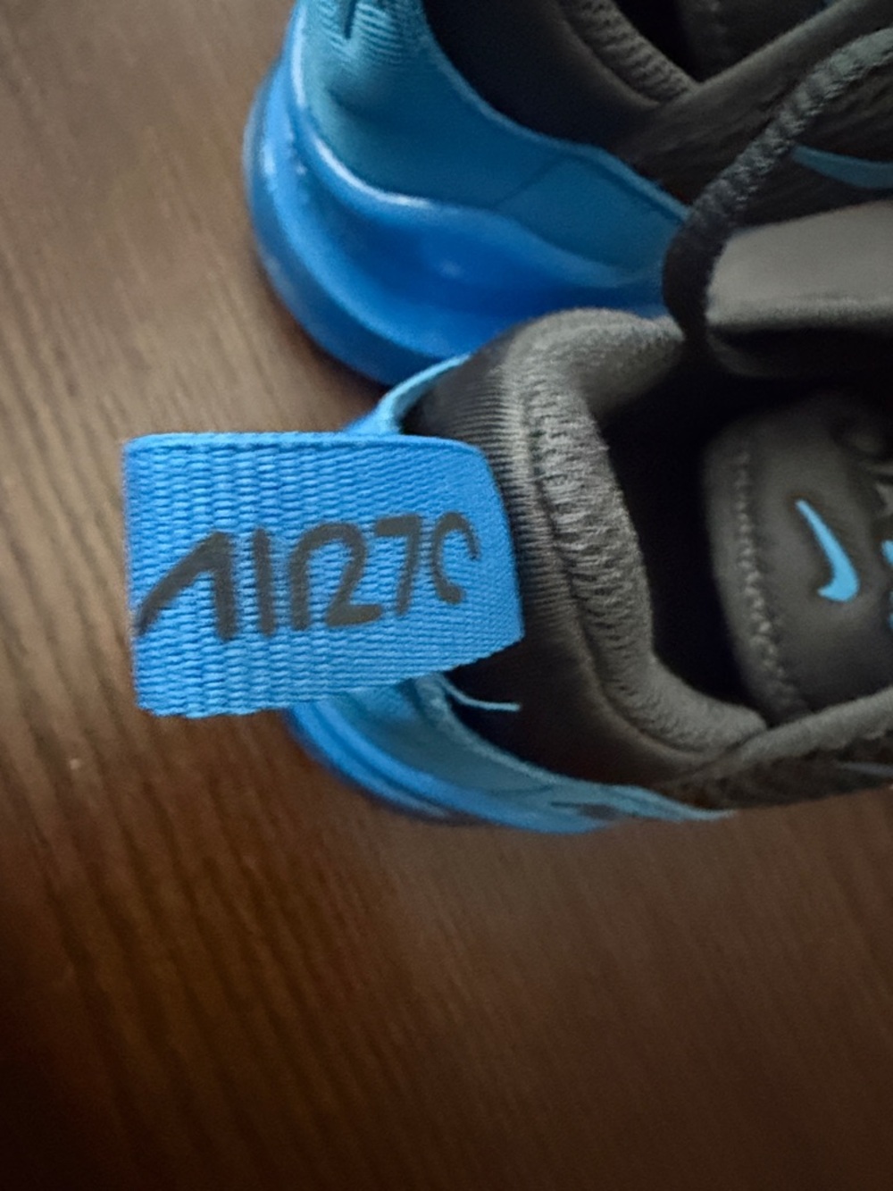 Nike Kids' Air Max 270 Black and Blue Sneakers - Picture 8 of 10